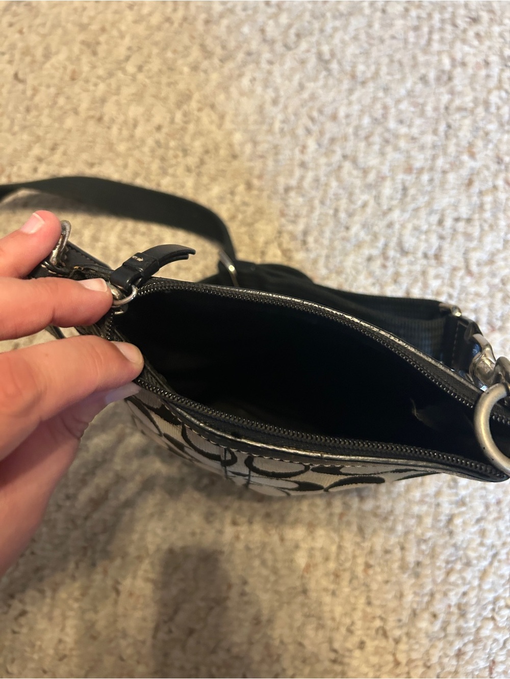 Coach Black and Gray Signature Canvas Crossbody - Picture 6 of 8